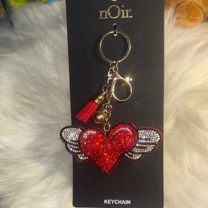 nOir Jewelry Sparkling Red Heart Wing Keychain